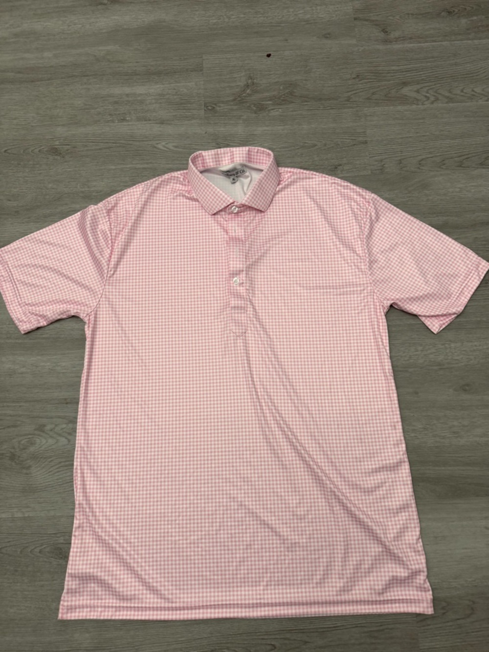 Collars & Co Dress Collar Polo Shirt XL Relaxed Pink Gingham Semi Spread